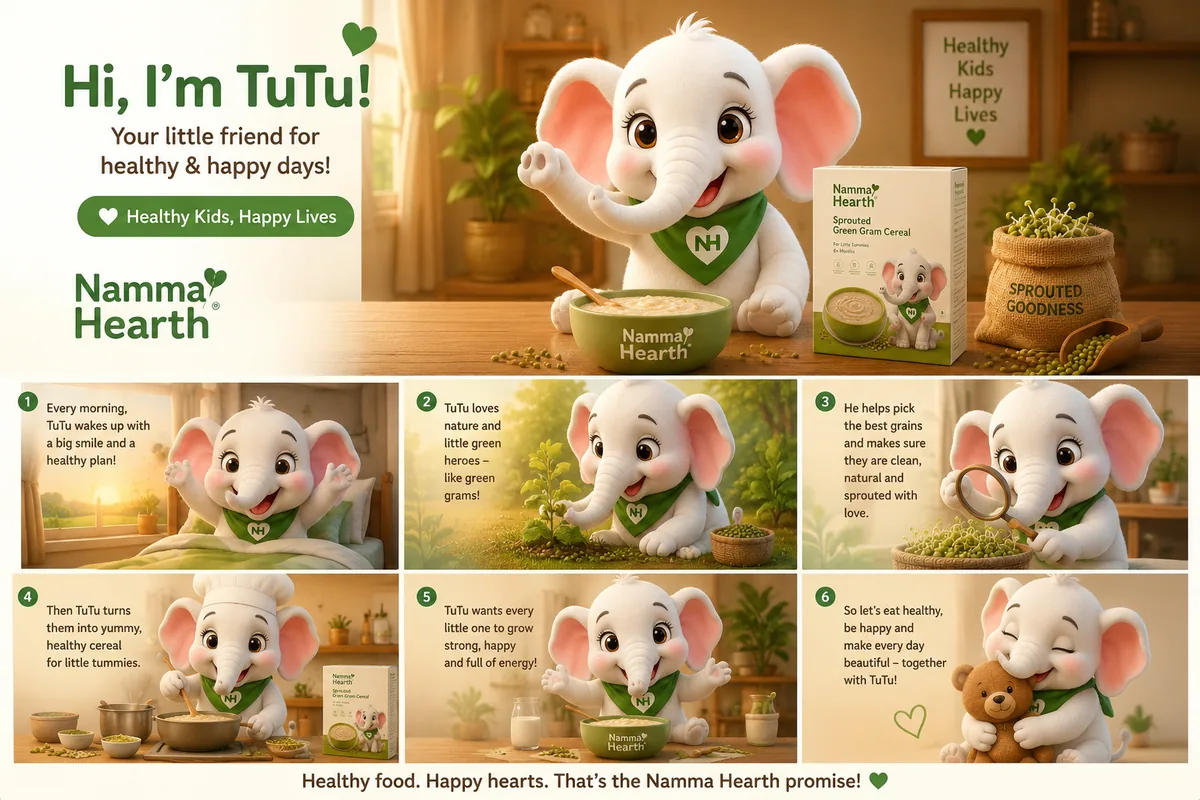 Illustration of TuTu in a South Indian kitchen